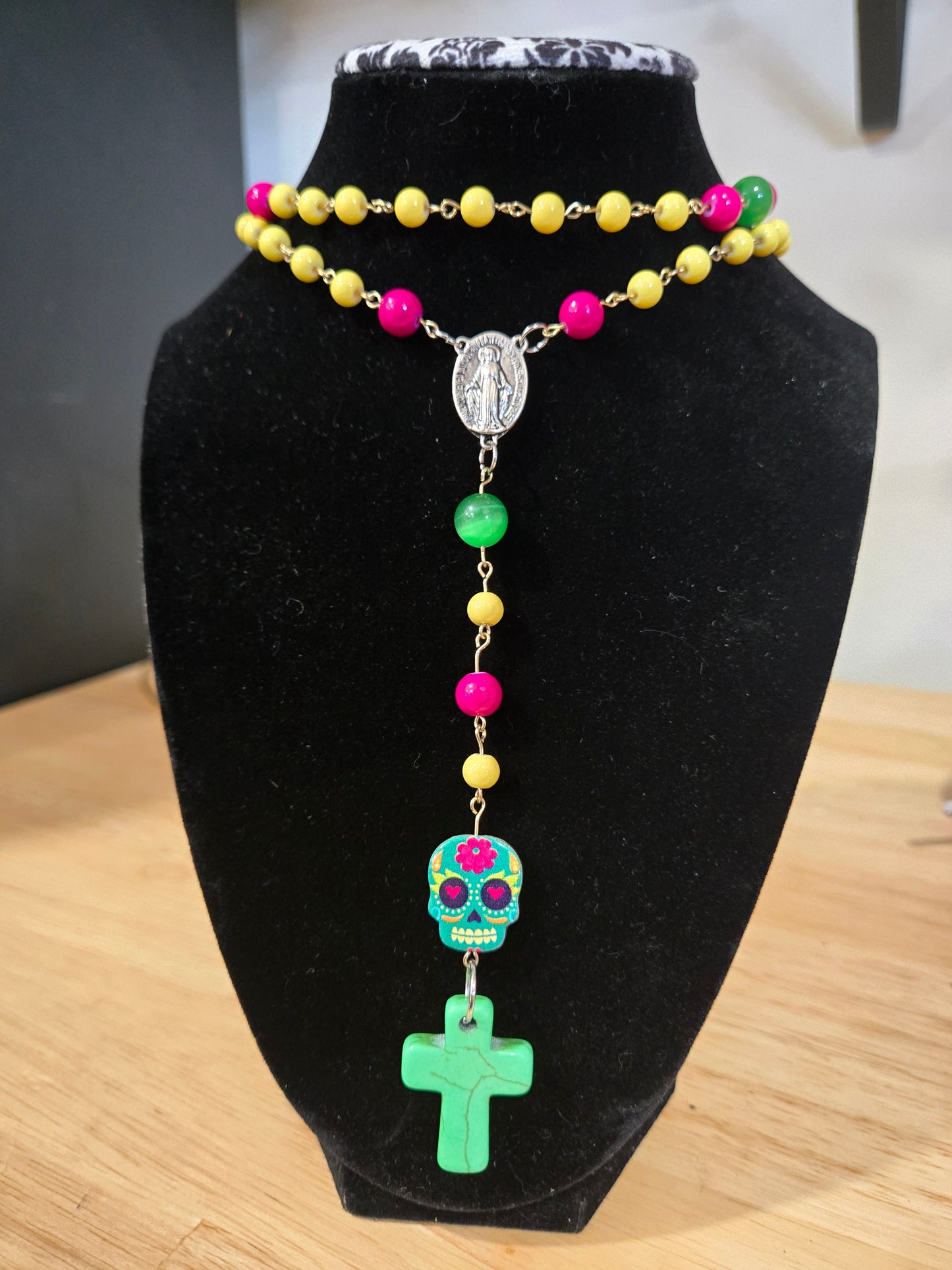 Day of the Dead Inspired Colorful Calavera Rosary