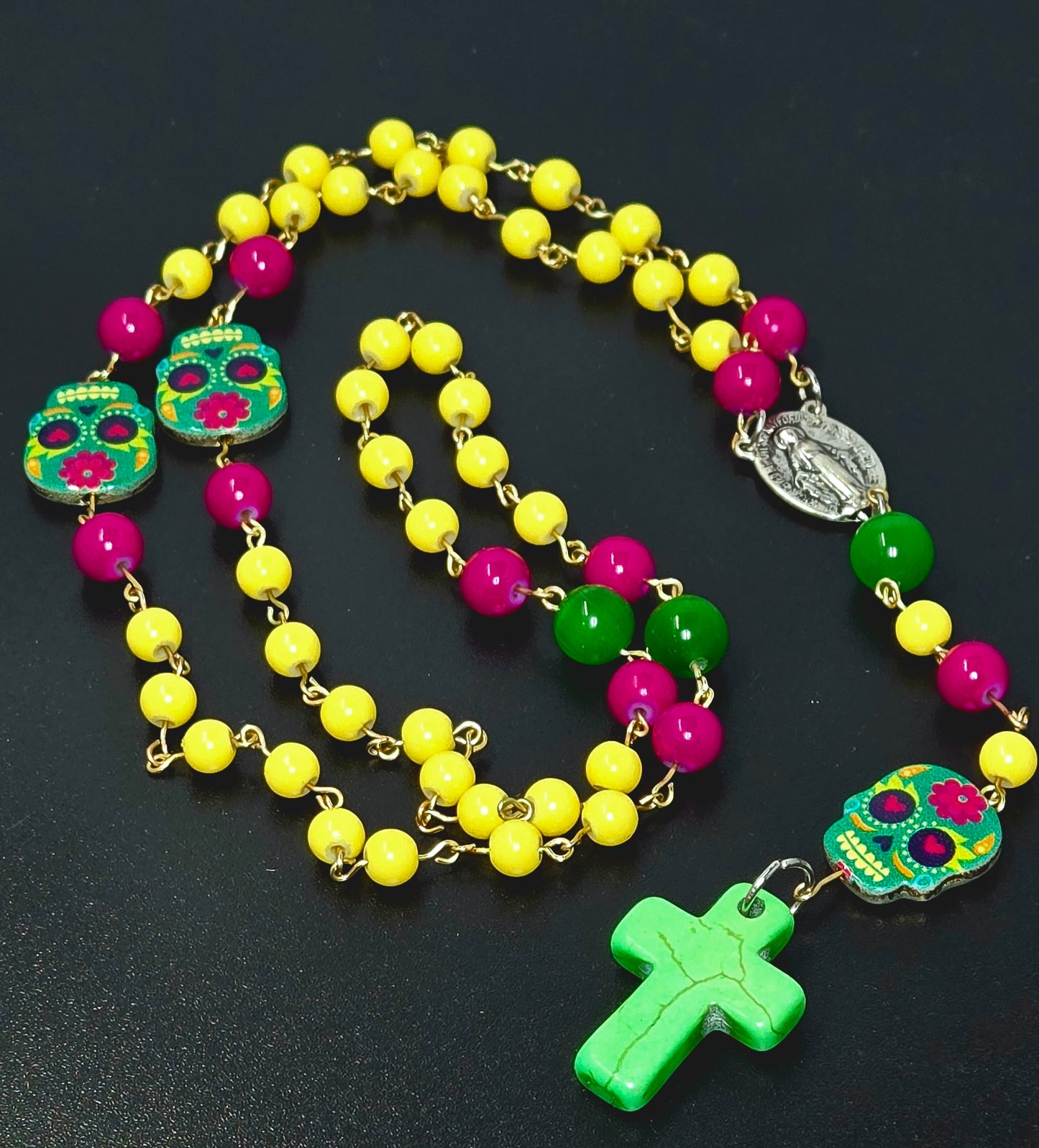Day of the Dead Inspired Colorful Calavera Rosary