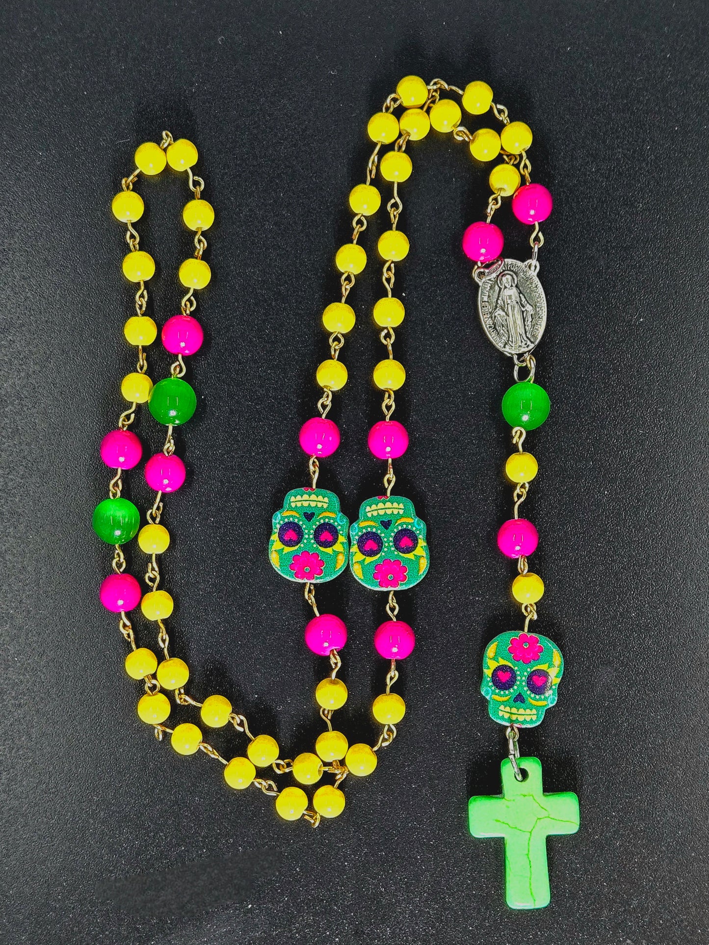 Day of the Dead Inspired Colorful Calavera Rosary