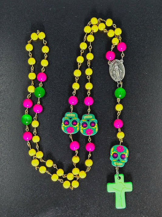 Day of the Dead Inspired Colorful Calavera Rosary