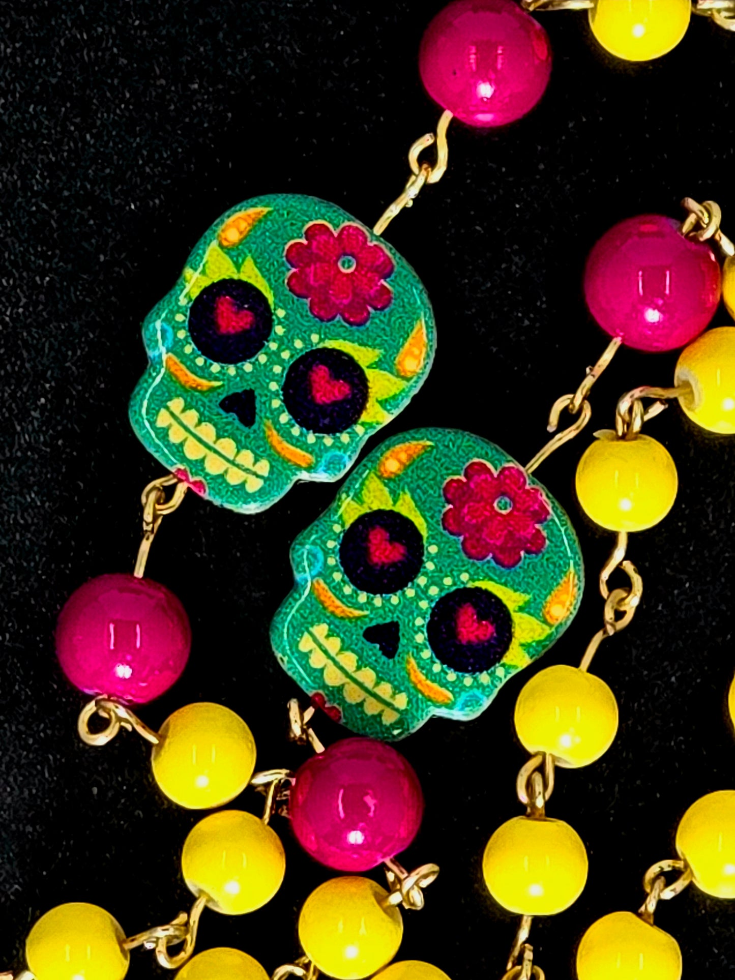 Day of the Dead Inspired Colorful Calavera Rosary