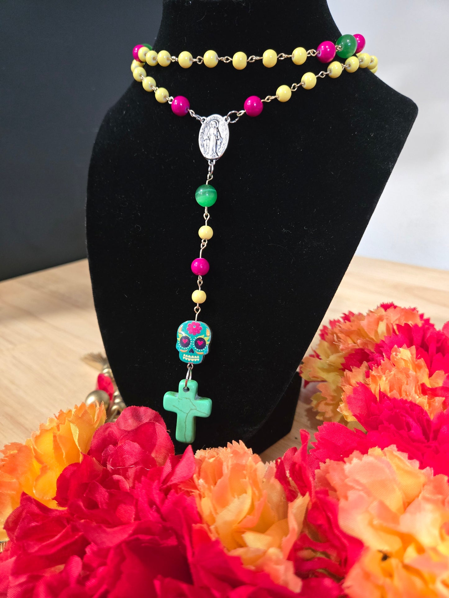 Day of the Dead Inspired Colorful Calavera Rosary