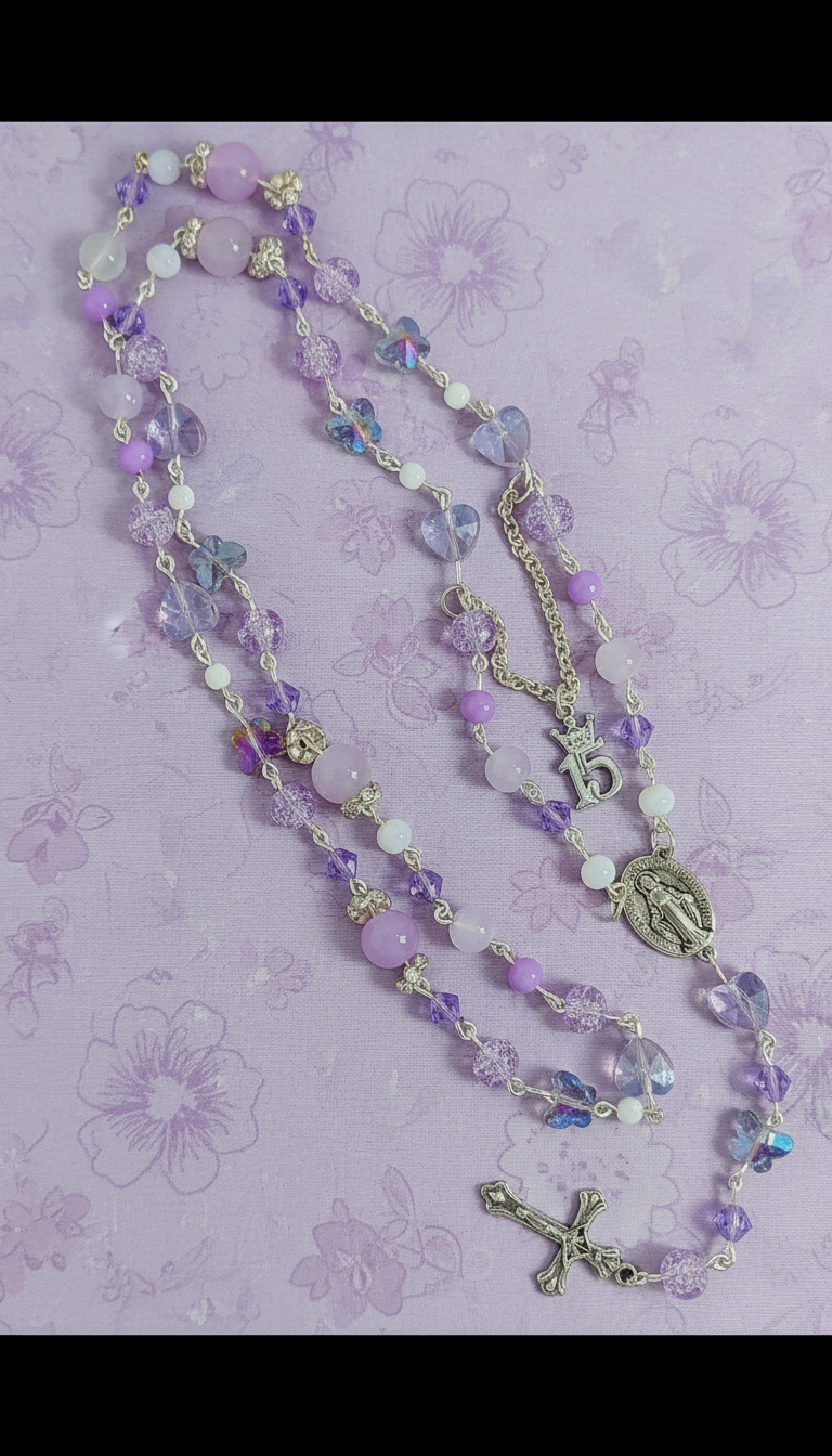 Purple Quinceanera Rosary