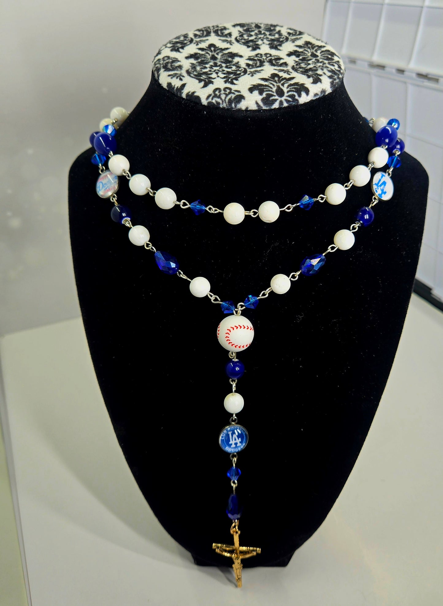 Los Angeles Baseball Rosary Sports Themed Royal Blue & White